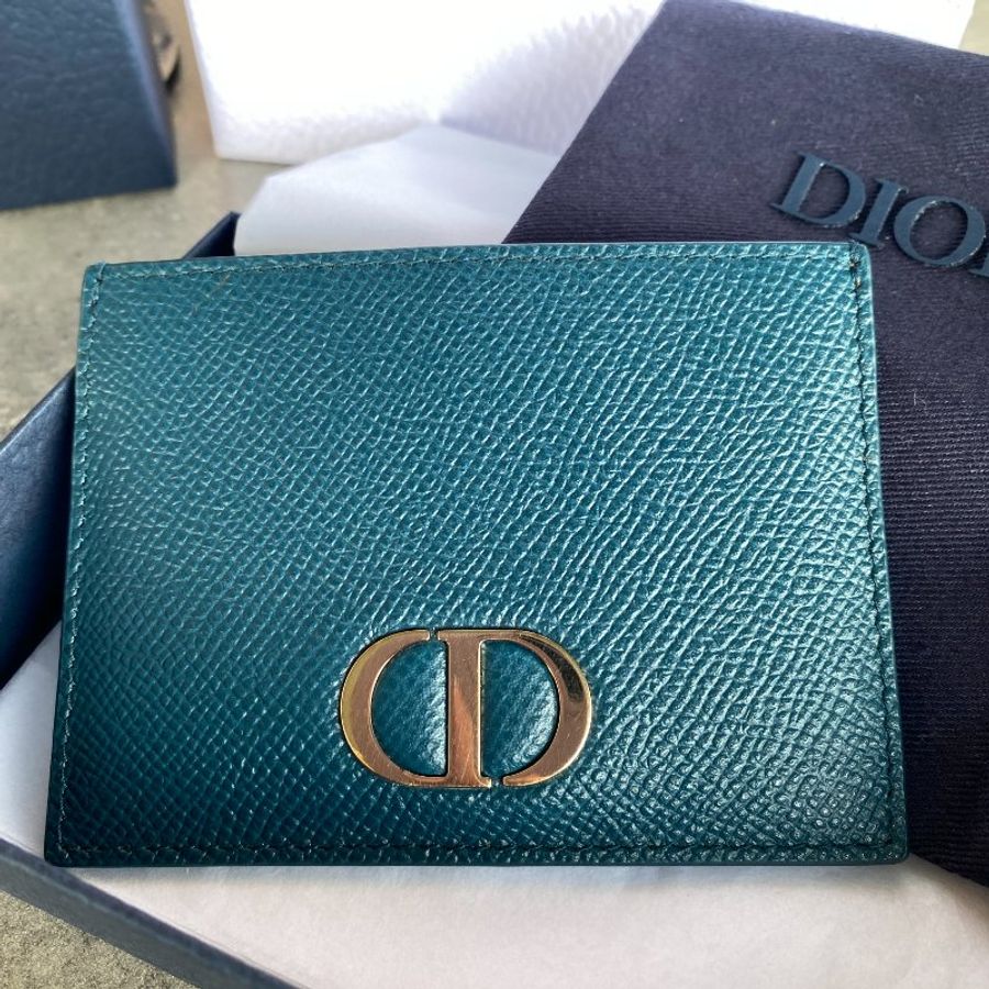 Dior 30montaigne金扣三卡卡夾-墨綠色-0