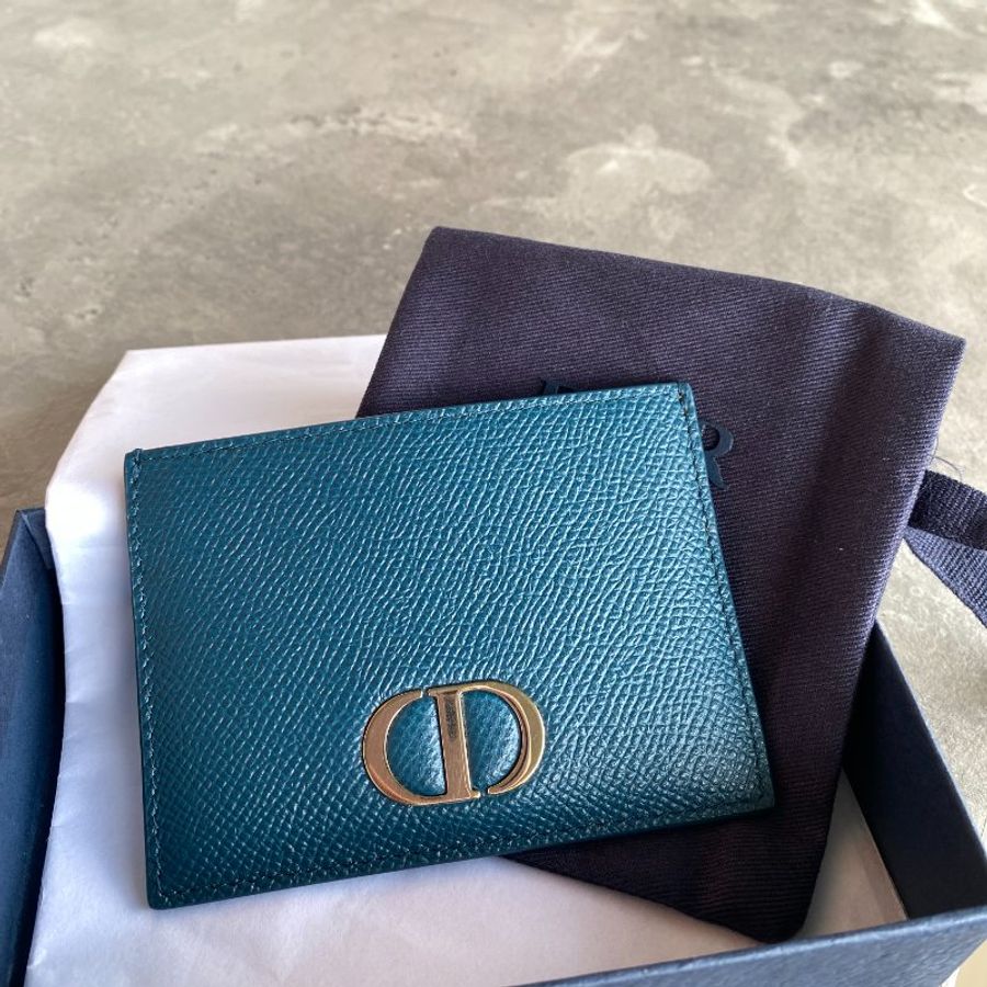Dior 30montaigne金扣三卡卡夾-墨綠色-1