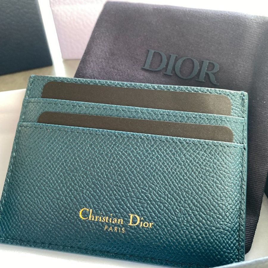 Dior 30montaigne金扣三卡卡夾-墨綠色-2