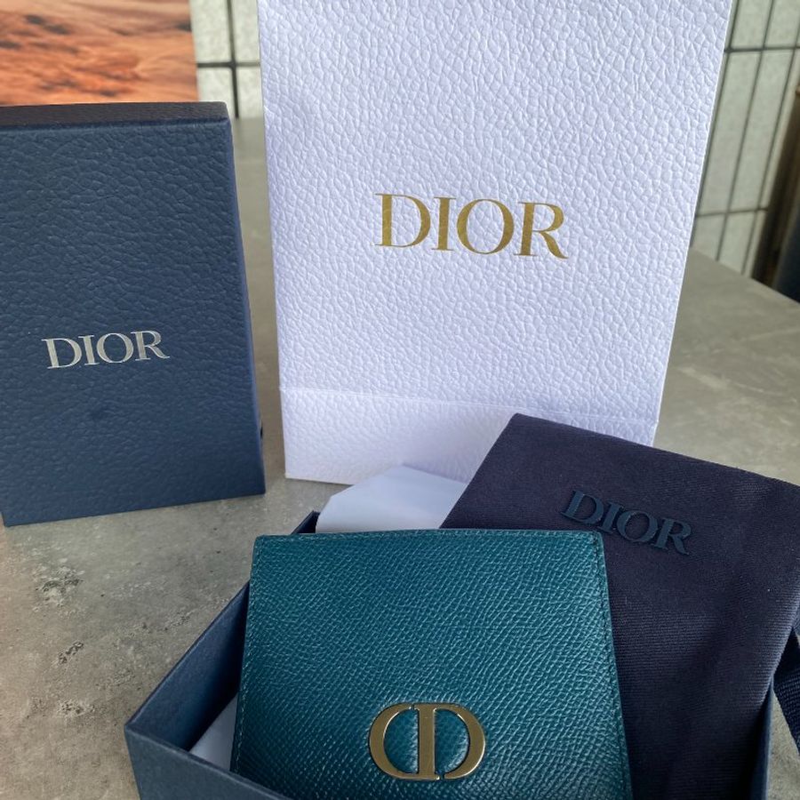 Dior 30montaigne金扣三卡卡夾-墨綠色-4