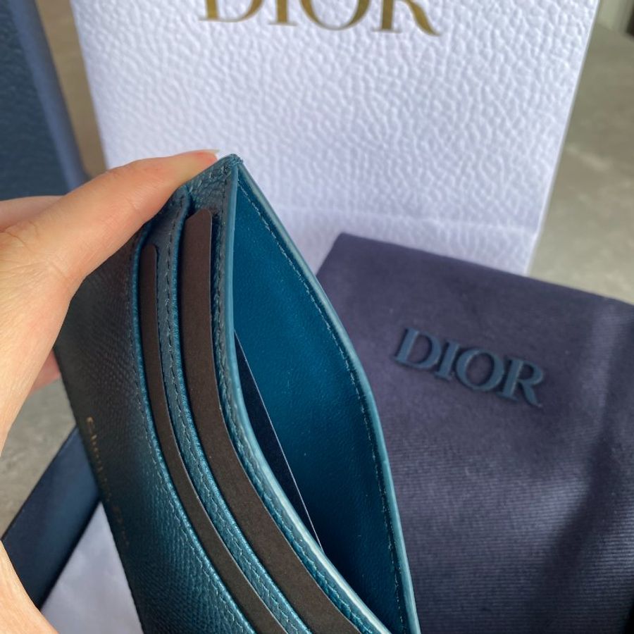 Dior 30montaigne金扣三卡卡夾-墨綠色-8