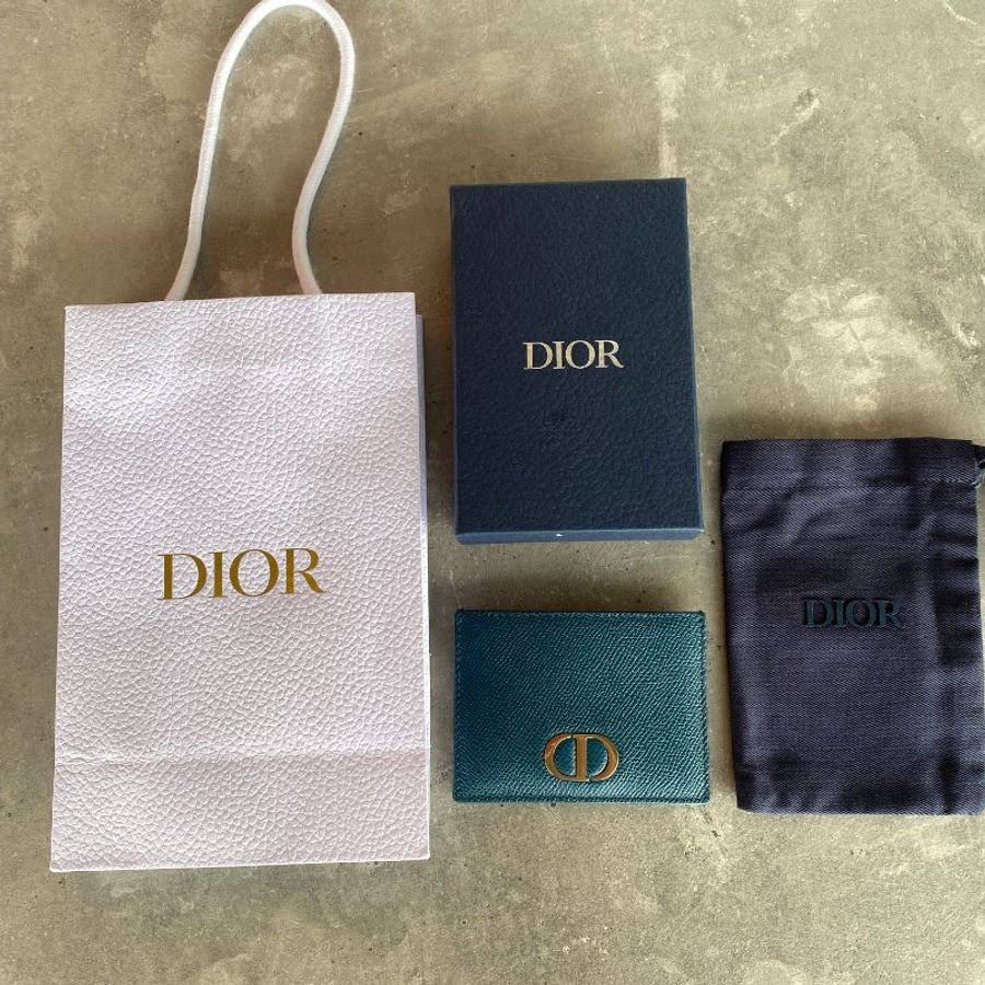 Dior 30montaigne金扣三卡卡夾-墨綠色-10