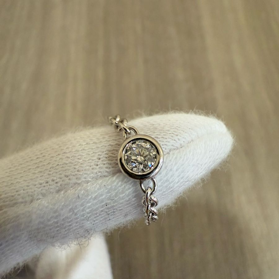 Christian Dior CD 限量 絕版 白K金 K金 金鍊 鎖鍊 單鑽 線戒-0