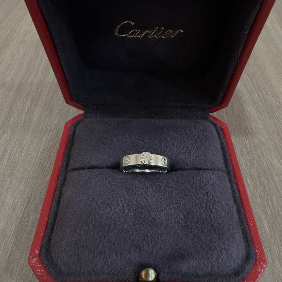 Cartier 卡地亞 LOVE 750 K金 螺絲 鑽石 鑽戒 八心八箭 GIA 0.23克拉 戒指-0