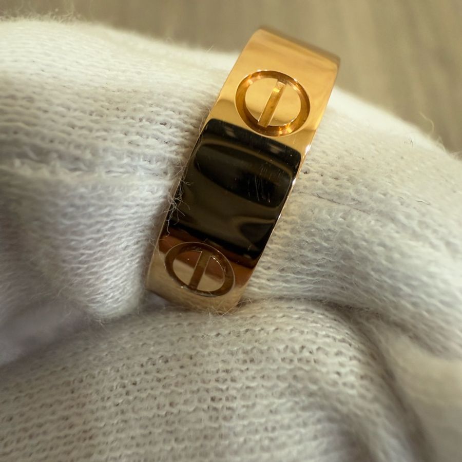 Cartier 卡地亞 LOVE 750 玫瑰金 寬版 螺絲戒 戒指 婚戒-6