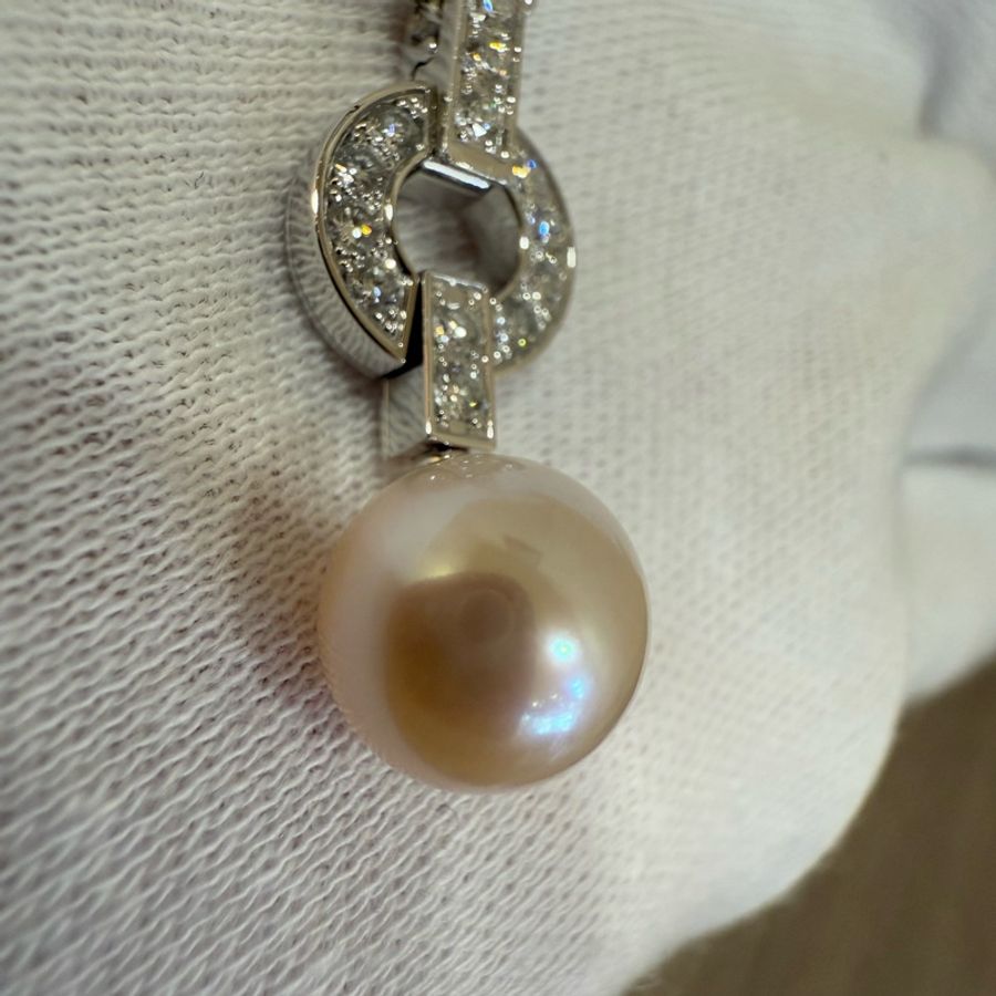 Cartier 750 HIMALIA 0.25CT 珍珠 鑽石 白K金 項鍊 鑽圈-3