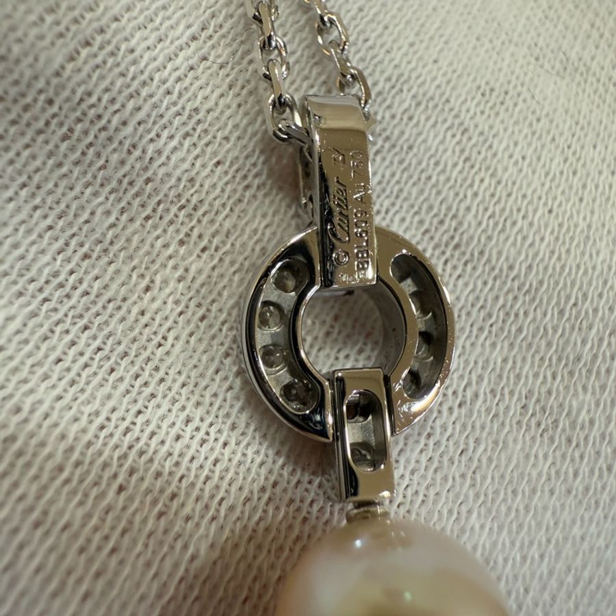 Cartier 750 HIMALIA 0.25CT 珍珠 鑽石 白K金 項鍊 鑽圈-6