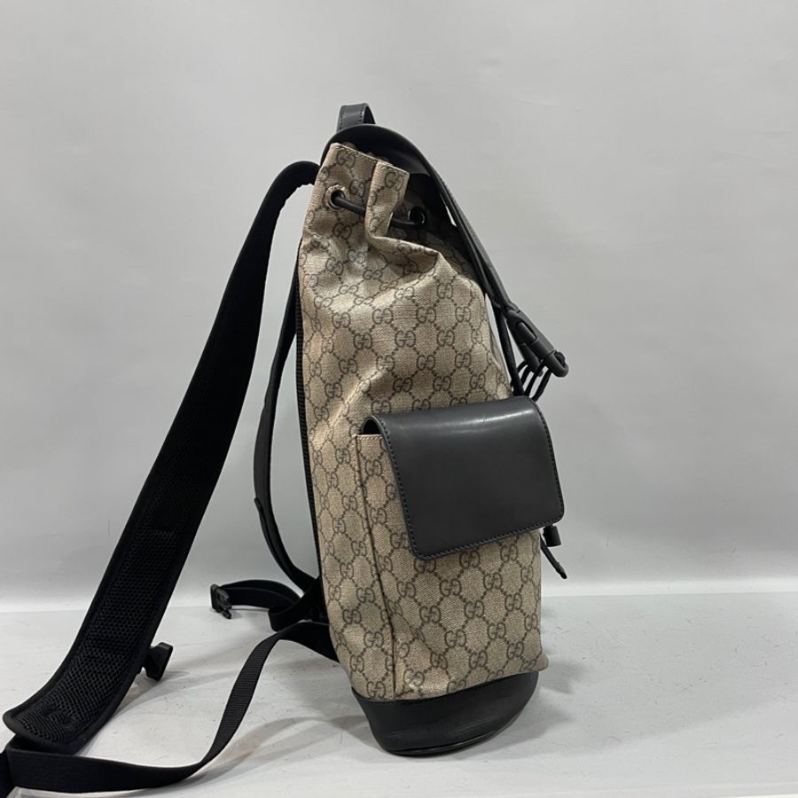 Gucci 450958老花拼黑牛皮飾邊雙口袋後背包-1