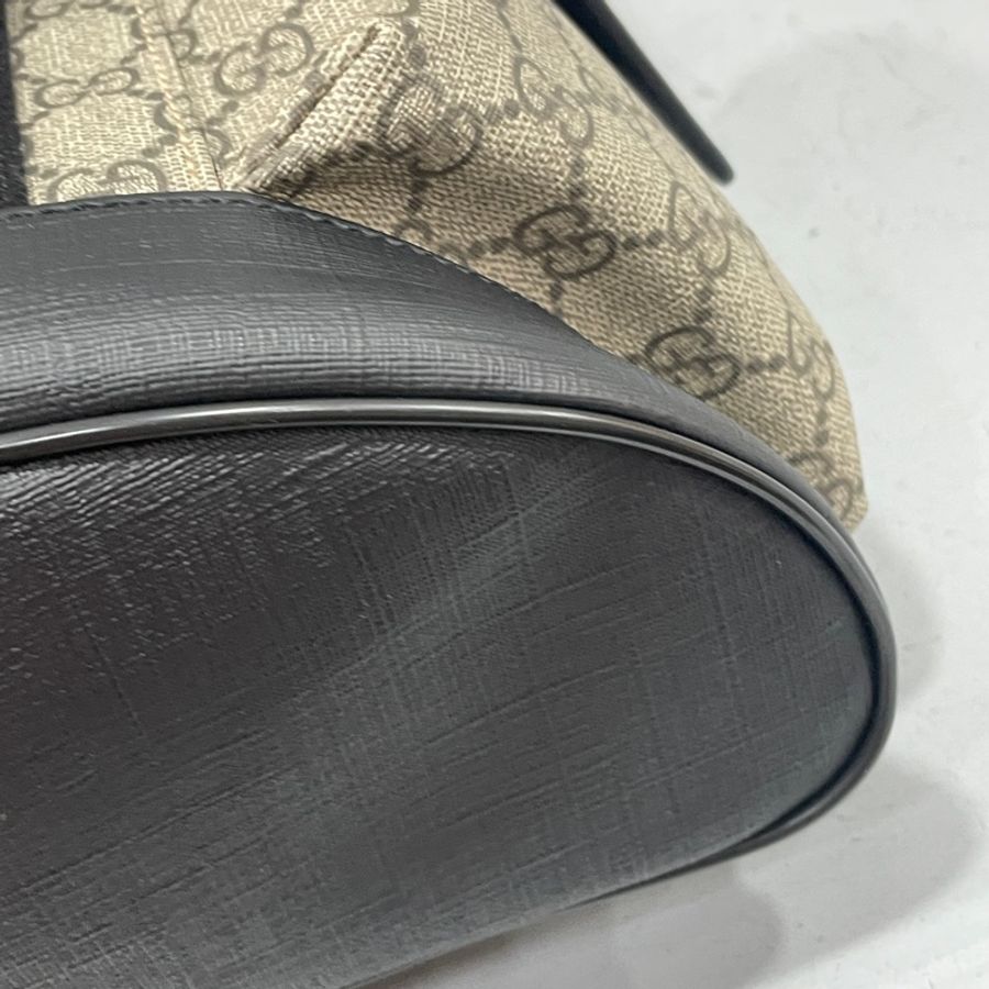 Gucci 450958老花拼黑牛皮飾邊雙口袋後背包-7