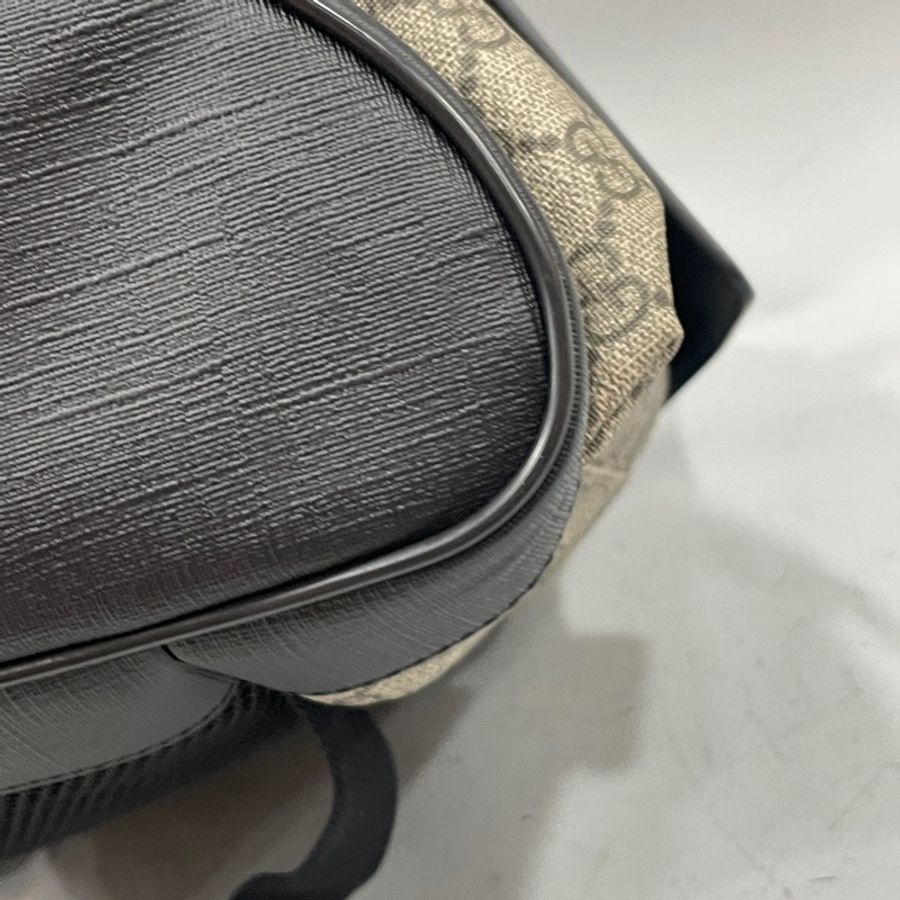 Gucci 450958老花拼黑牛皮飾邊雙口袋後背包-8