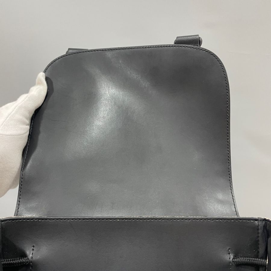 Gucci 450958老花拼黑牛皮飾邊雙口袋後背包-13