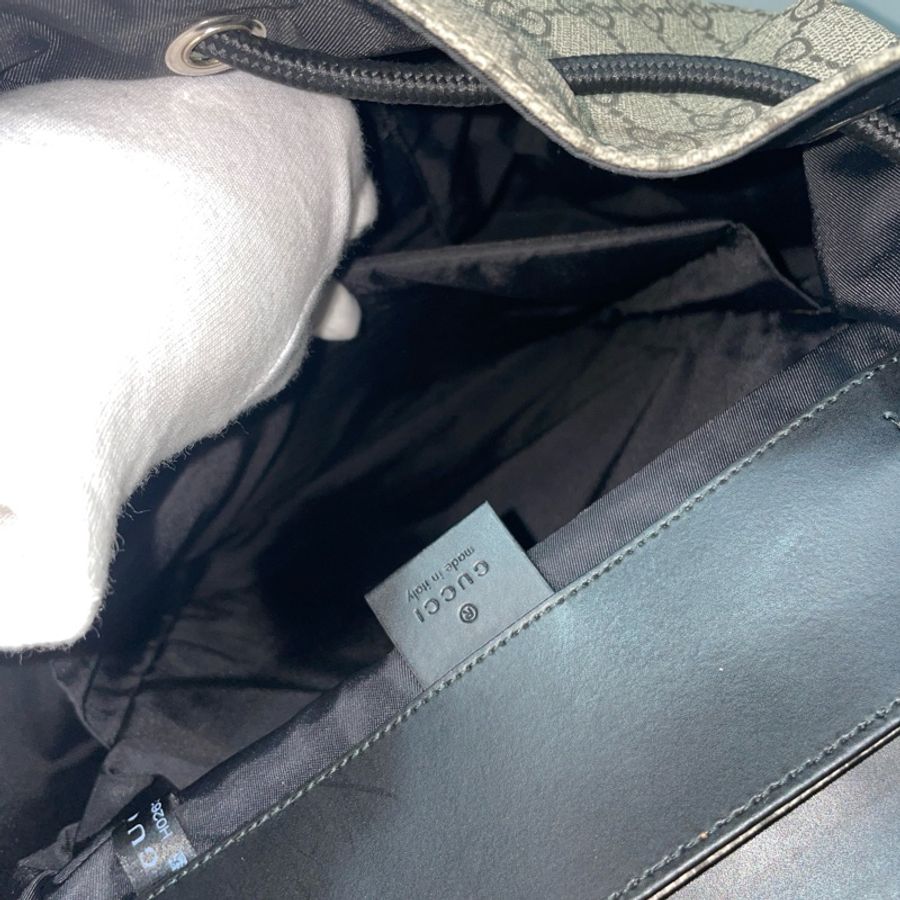 Gucci 450958老花拼黑牛皮飾邊雙口袋後背包-16