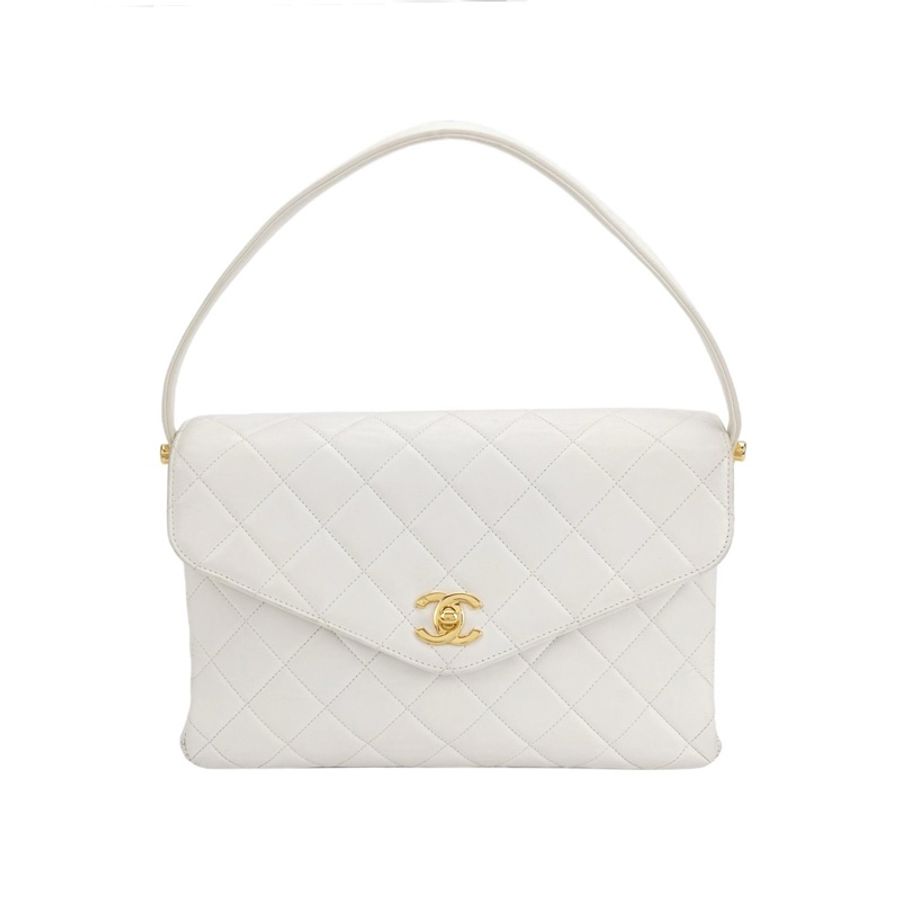 Chanel Flap Bag牛皮純色菱格絎縫雙Clogo手提包單肩包-0