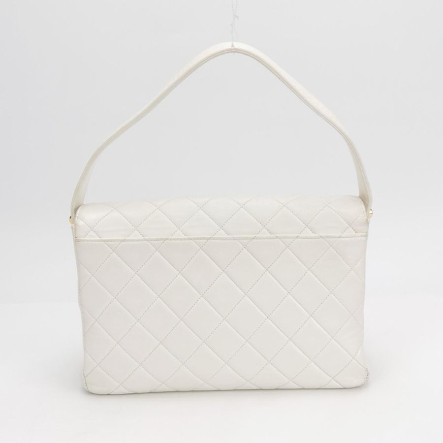 Chanel Flap Bag牛皮純色菱格絎縫雙Clogo手提包單肩包-4