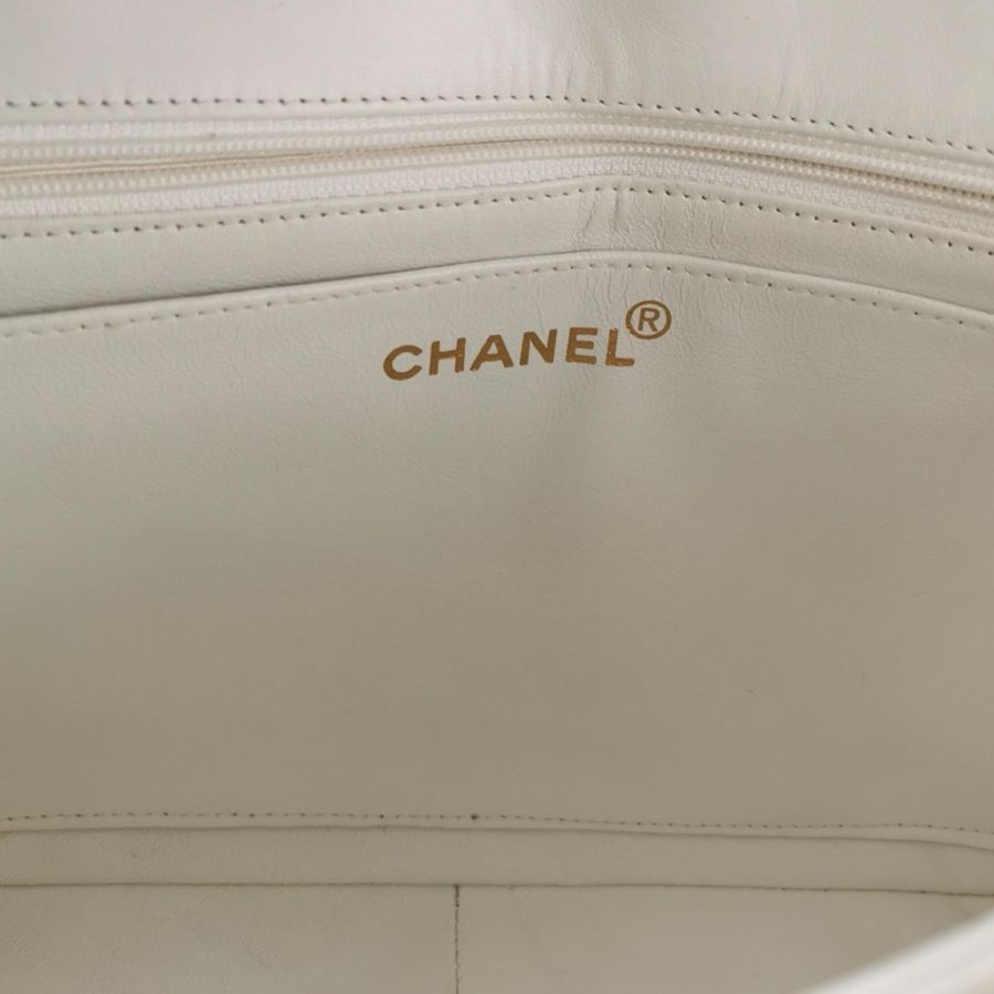 Chanel Flap Bag牛皮純色菱格絎縫雙Clogo手提包單肩包-7