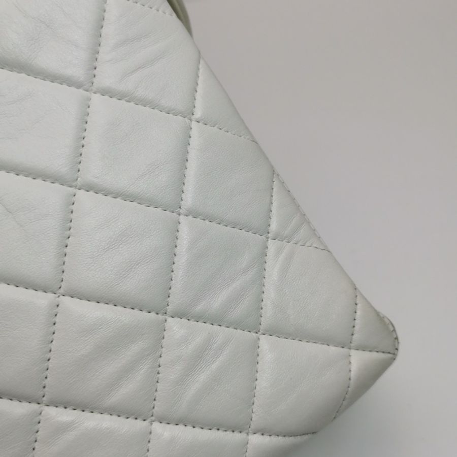 Chanel Flap Bag牛皮純色菱格絎縫雙Clogo手提包單肩包-10
