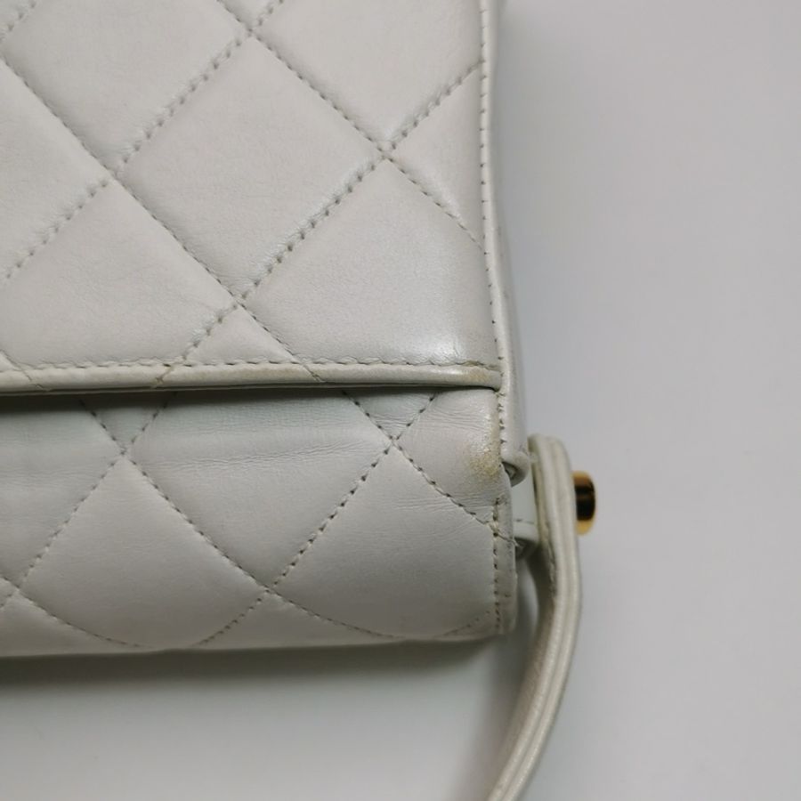 Chanel Flap Bag牛皮純色菱格絎縫雙Clogo手提包單肩包-11