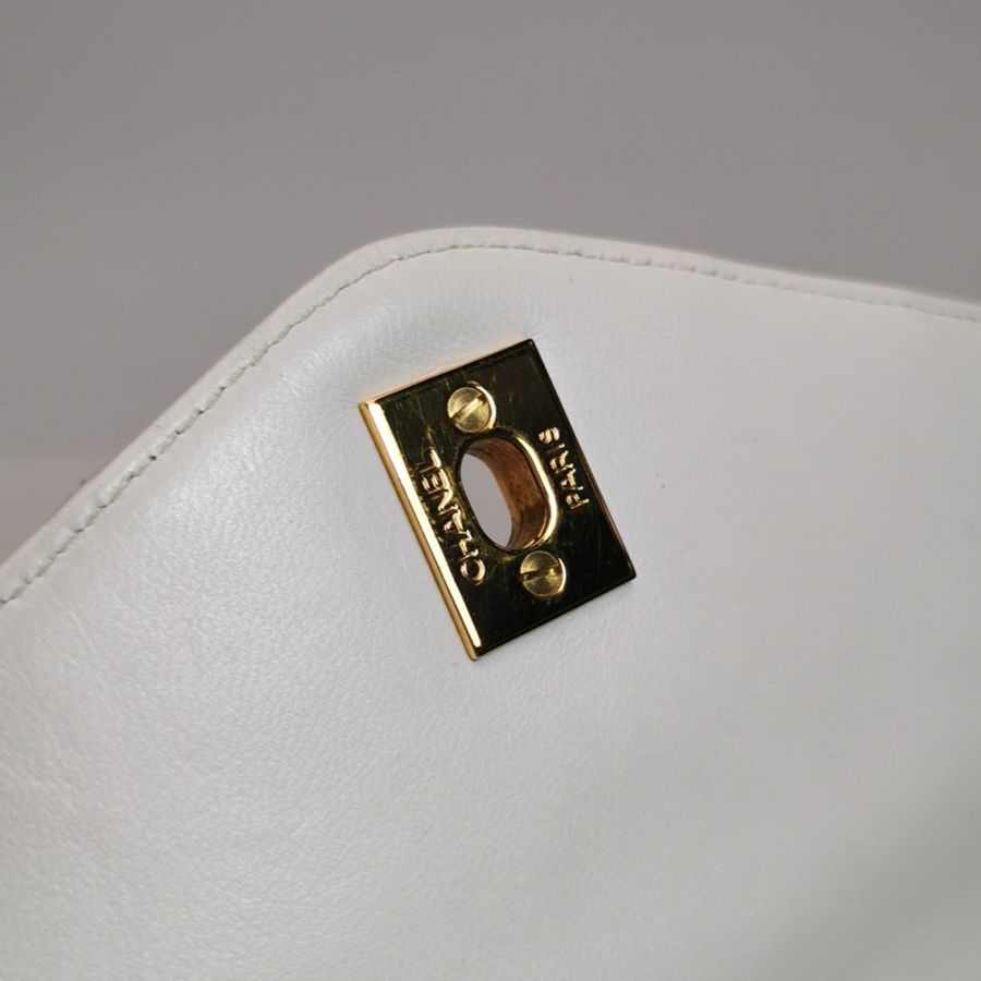 Chanel Flap Bag牛皮純色菱格絎縫雙Clogo手提包單肩包-16