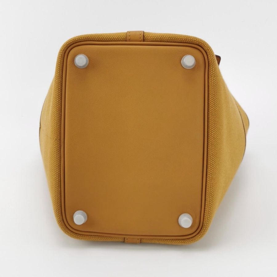 Hermes Picotin Lock Pocket18牛皮帆布拼接手提包-5
