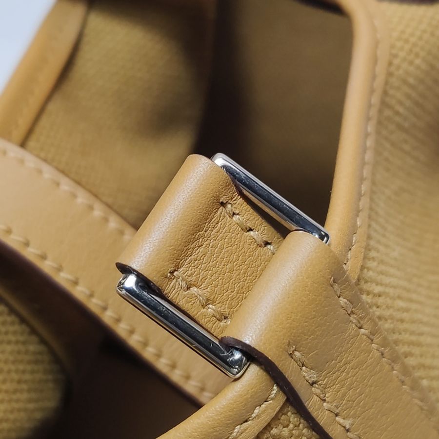 Hermes Picotin Lock Pocket18牛皮帆布拼接手提包-11