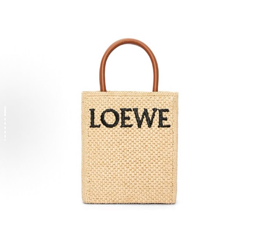 LOEWE羅意威 可調節肩帶 拉菲草琴譜托特包-0