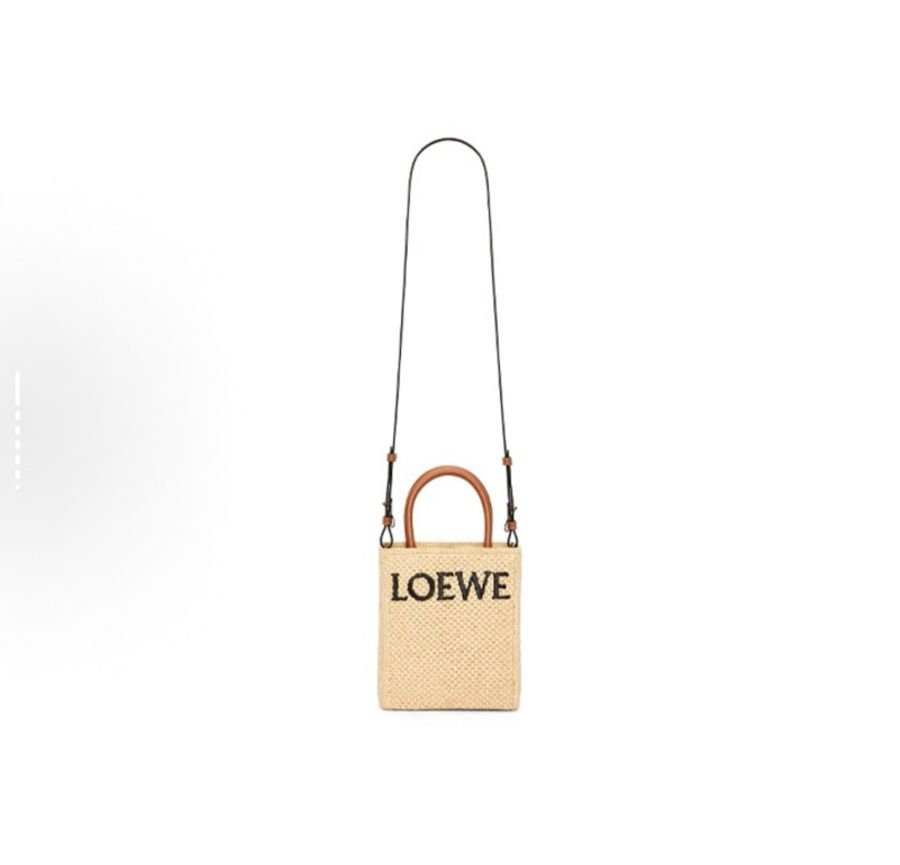 LOEWE羅意威 可調節肩帶 拉菲草琴譜托特包-2