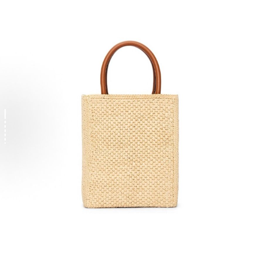 LOEWE羅意威 可調節肩帶 拉菲草琴譜托特包-4