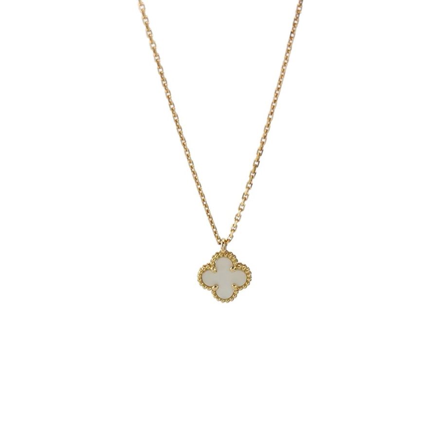 夏季百搭 Van Cleef & Arpels 梵克雅寶 Sweet Alhambra18K黃金貝母四葉草項鍊-0