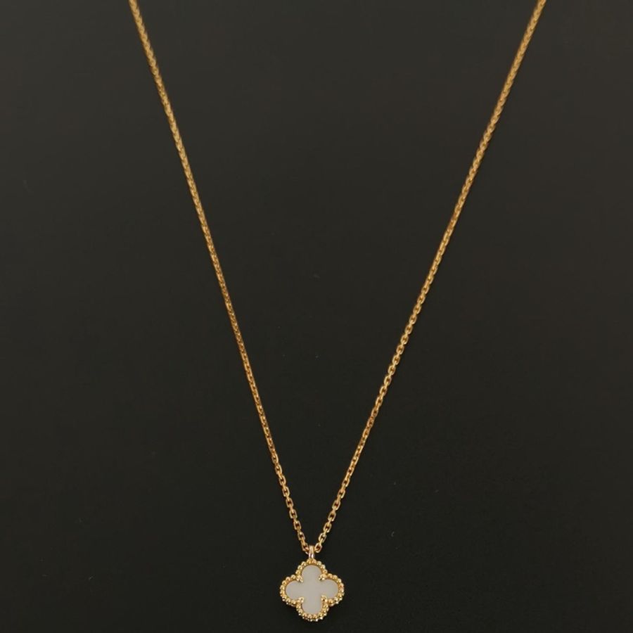 夏季百搭 Van Cleef & Arpels 梵克雅寶 Sweet Alhambra18K黃金貝母四葉草項鍊-4