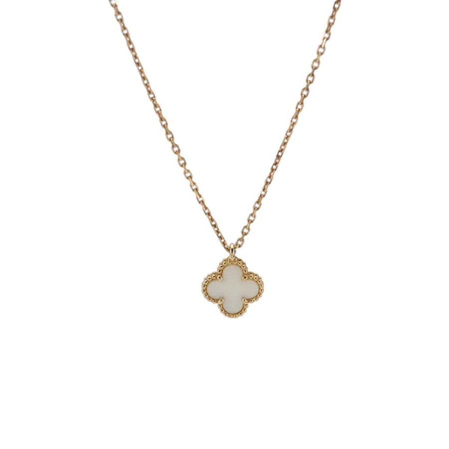 夏季百搭 Van Cleef & Arpels 梵克雅寶 Sweet Alhambra18K黃金貝母四葉草項鍊-0