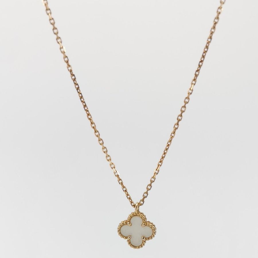 夏季百搭 Van Cleef & Arpels 梵克雅寶 Sweet Alhambra18K黃金貝母四葉草項鍊-2