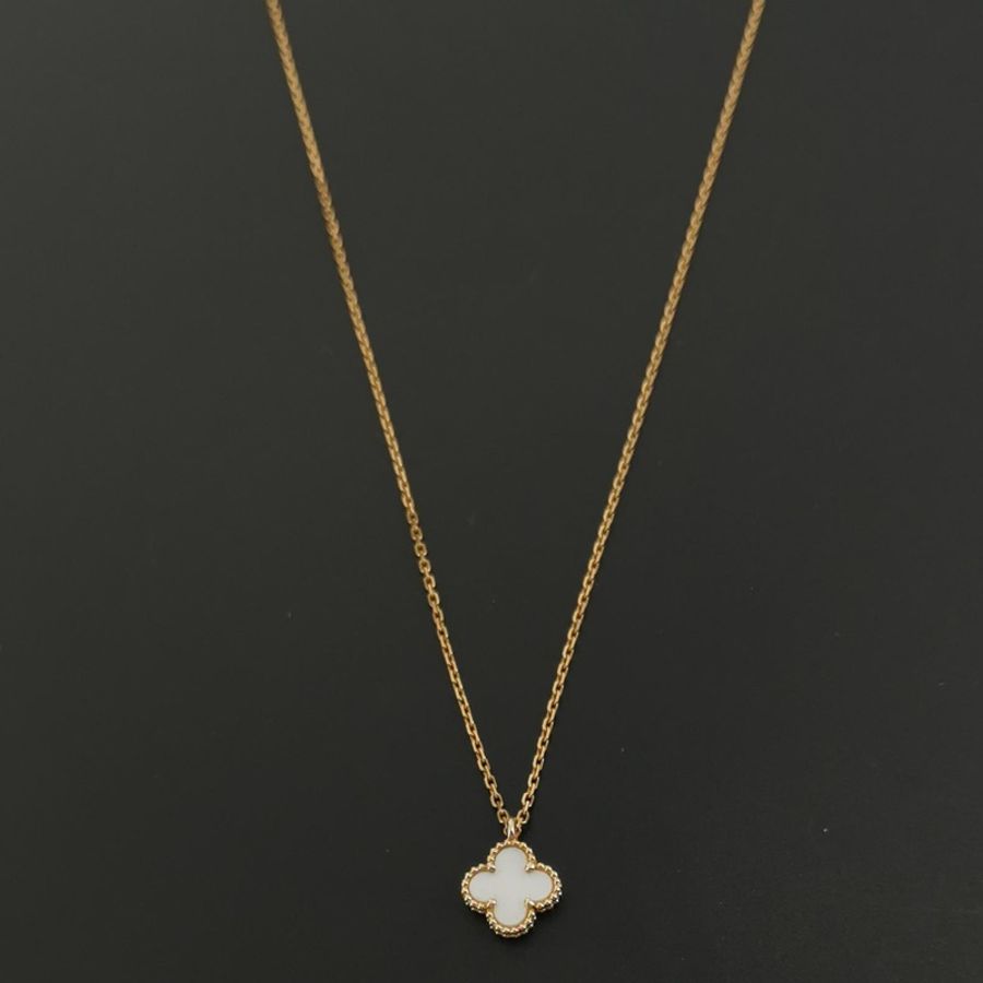 夏季百搭 Van Cleef & Arpels 梵克雅寶 Sweet Alhambra18K黃金貝母四葉草項鍊-4