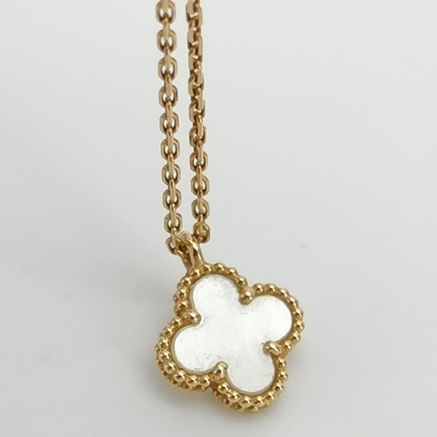 夏季百搭 Van Cleef & Arpels 梵克雅寶 Sweet Alhambra18K黃金貝母四葉草項鍊-5