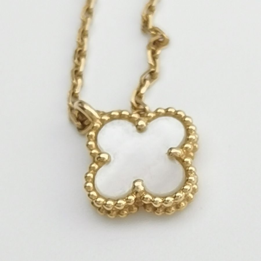 夏季百搭 Van Cleef & Arpels 梵克雅寶 Sweet Alhambra18K黃金貝母四葉草項鍊-10