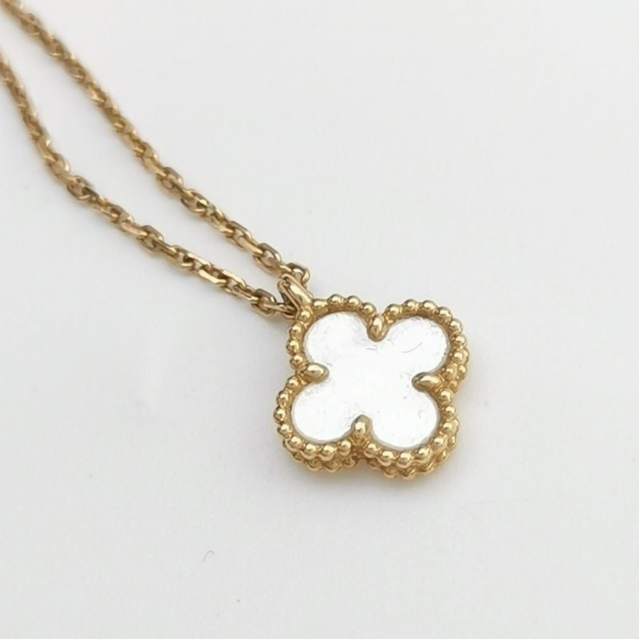 夏季百搭 Van Cleef & Arpels 梵克雅寶 Sweet Alhambra18K黃金貝母四葉草項鍊-11