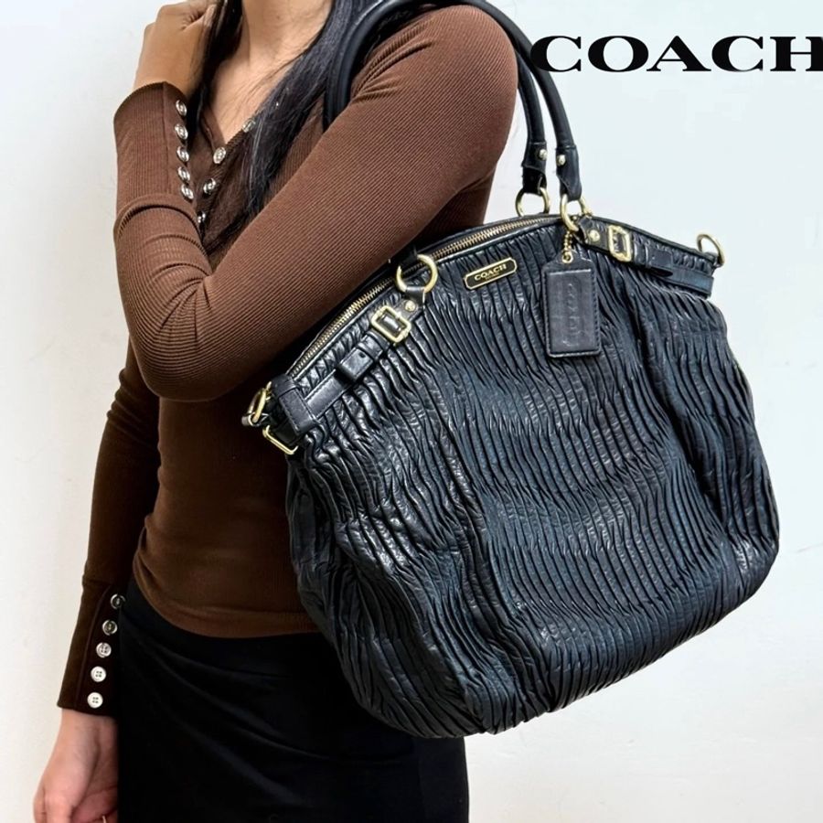 COACH 壓紋皺褶皮革包 | 手提包 |肩背包-5