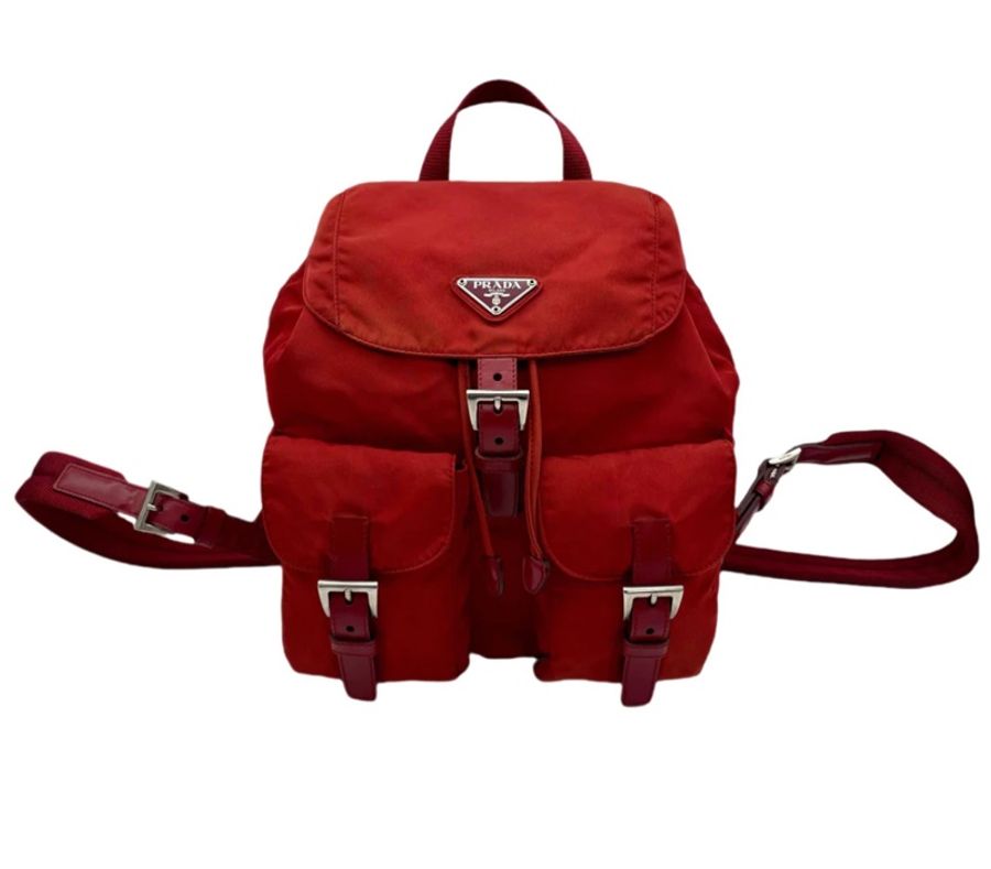 「JL精品代購」95新 Prada 紅色 後背包-0