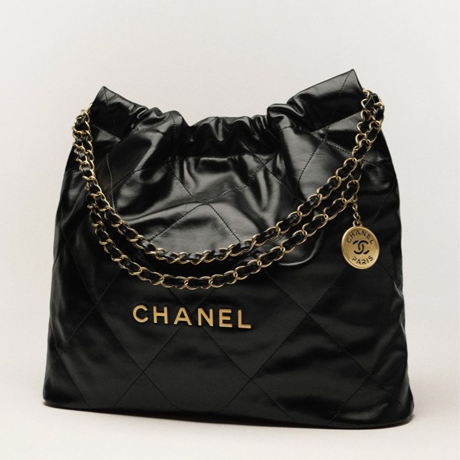 全新Chanel 22bag 中號 經典 黑金-4