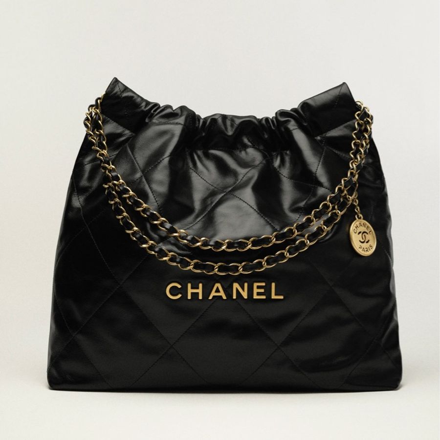 全新Chanel 22bag 中號 經典 黑金-5