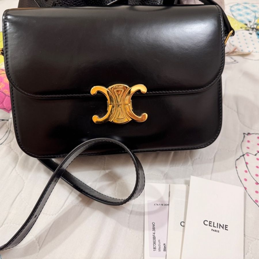 Celine 凱旋門 Triomphe/黑色-0