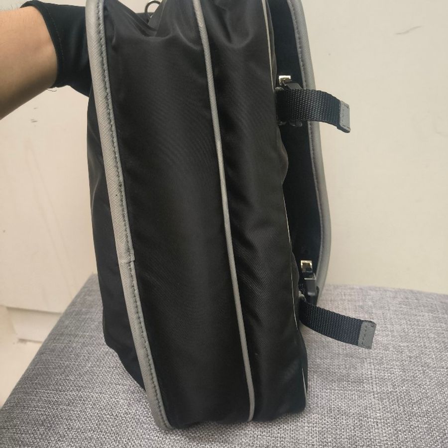 【8成新】㊣✨PRADA✨(附防塵袋)普拉達 拼色 寶藍色 帆布 皮革 雙釦 掀蓋式 郵差包 肩背包 斜背包 /二手包/二手精品🌳二手樹屋🌳-5