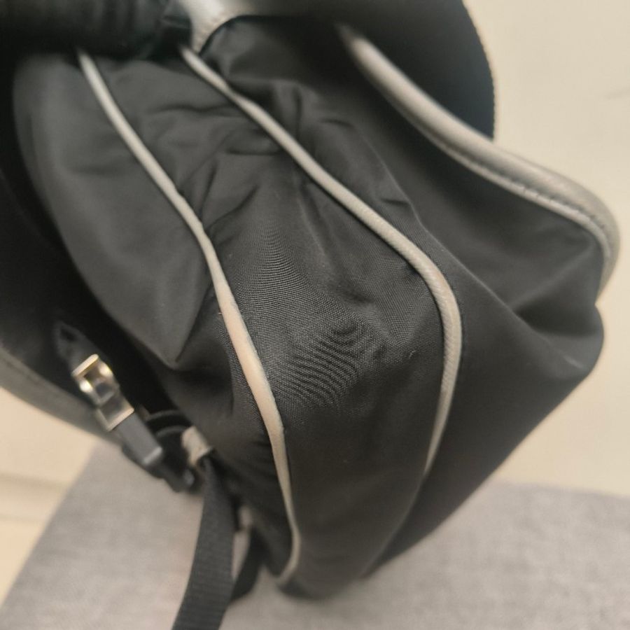 【8成新】㊣✨PRADA✨(附防塵袋)普拉達 拼色 寶藍色 帆布 皮革 雙釦 掀蓋式 郵差包 肩背包 斜背包 /二手包/二手精品🌳二手樹屋🌳-8
