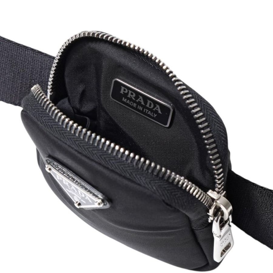 🌿春季限時降價🌿Prada 1CN076 女款編織尼龍腰帶 附可拆卸萬用袋可放信用卡/AirPods 黑色 腰帶長103公分-7