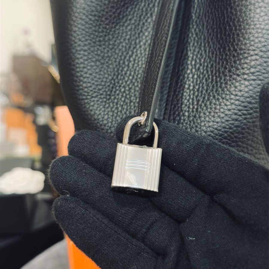 已售出 Hermes Picotin 18黑銀tc皮 w刻 帶膜🈶台灣24年專櫃購證 近新離櫃未使用-29