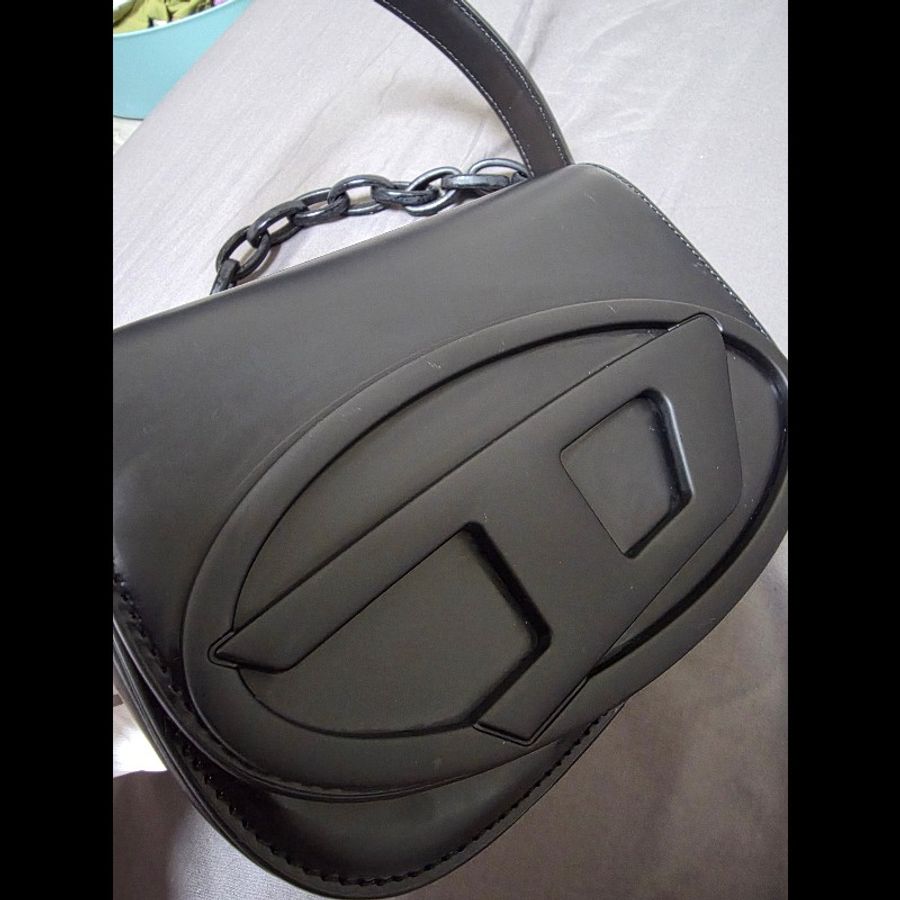 DIESEL 1DR leather shoulder 斜背包 黑色 小牛皮 粗鏈條 RFID防偽晶片 防盜包-16