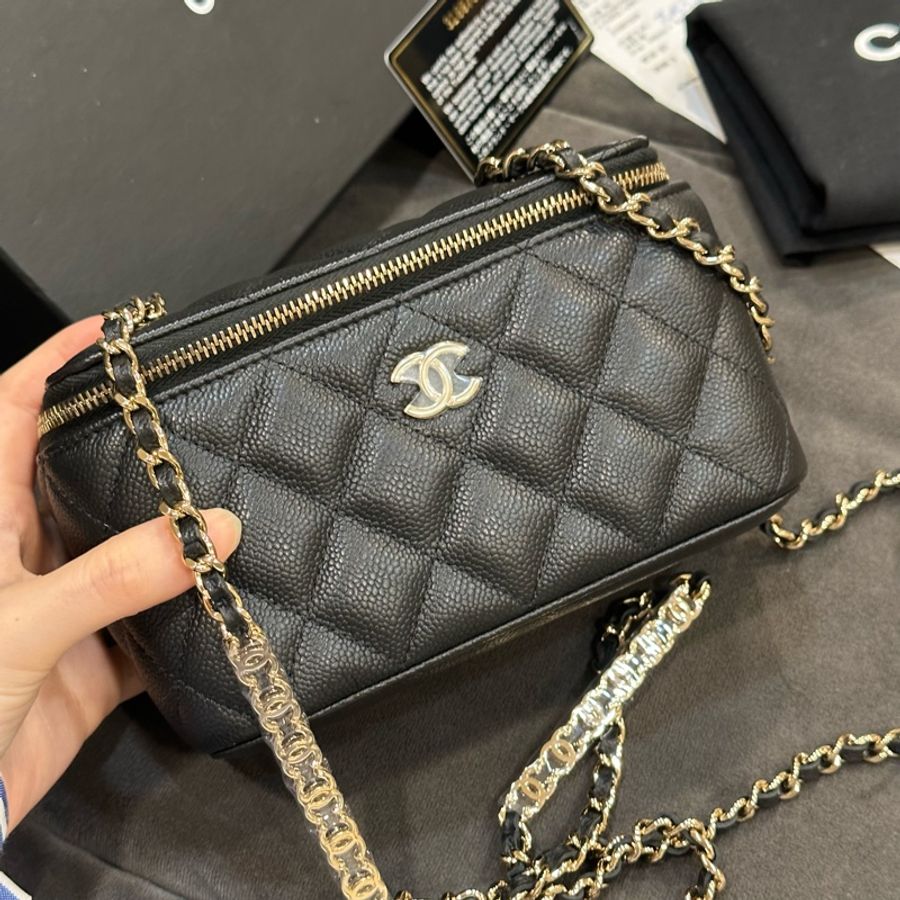 22年購入 全新全配🈶️台灣購證🔥#香奈兒 #黑金 #荔枝皮 #長盒子 #盒子包-5