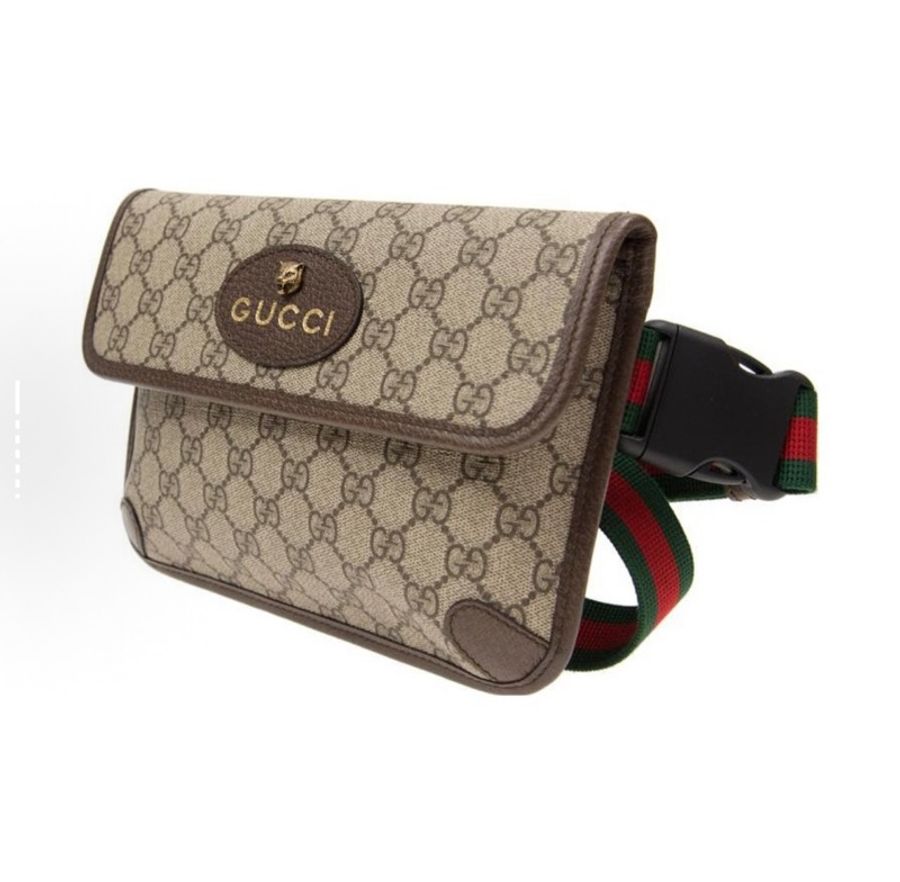 GUCCI古馳 Neo Vintage系列 燙金徽標老花虎頭腰包斜挎包-1