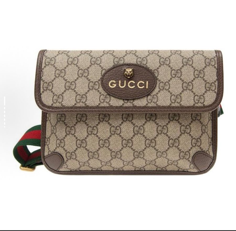 GUCCI古馳 Neo Vintage系列 燙金徽標老花虎頭腰包斜挎包-5