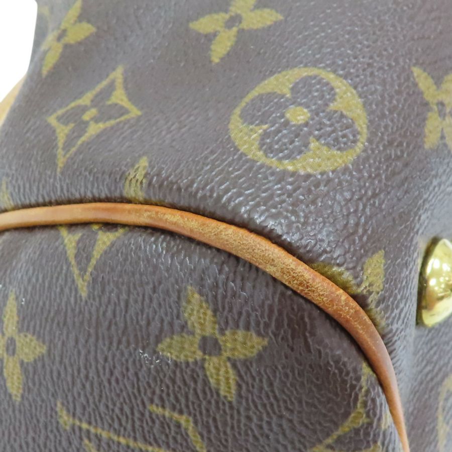 棕色 原花 PVC塗層帆布 手提包 M40143-9