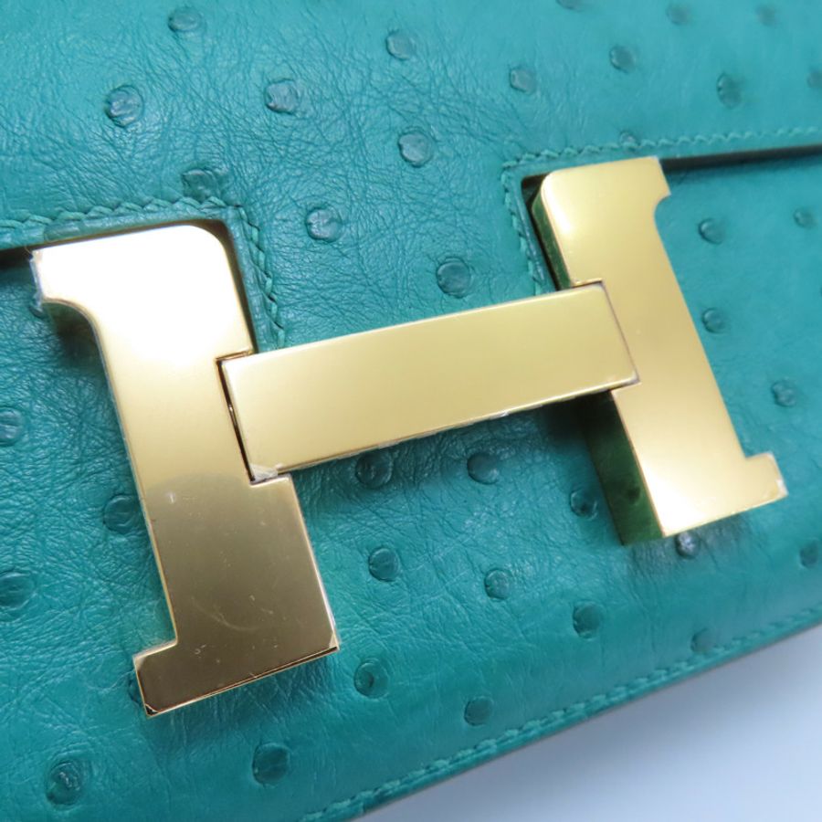 【再降價】Mini Constance 肩背包 Bleu Paon 孔雀藍 Ostrich 鴕鳥皮 D刻 金扣【HERMES 愛馬仕】-13